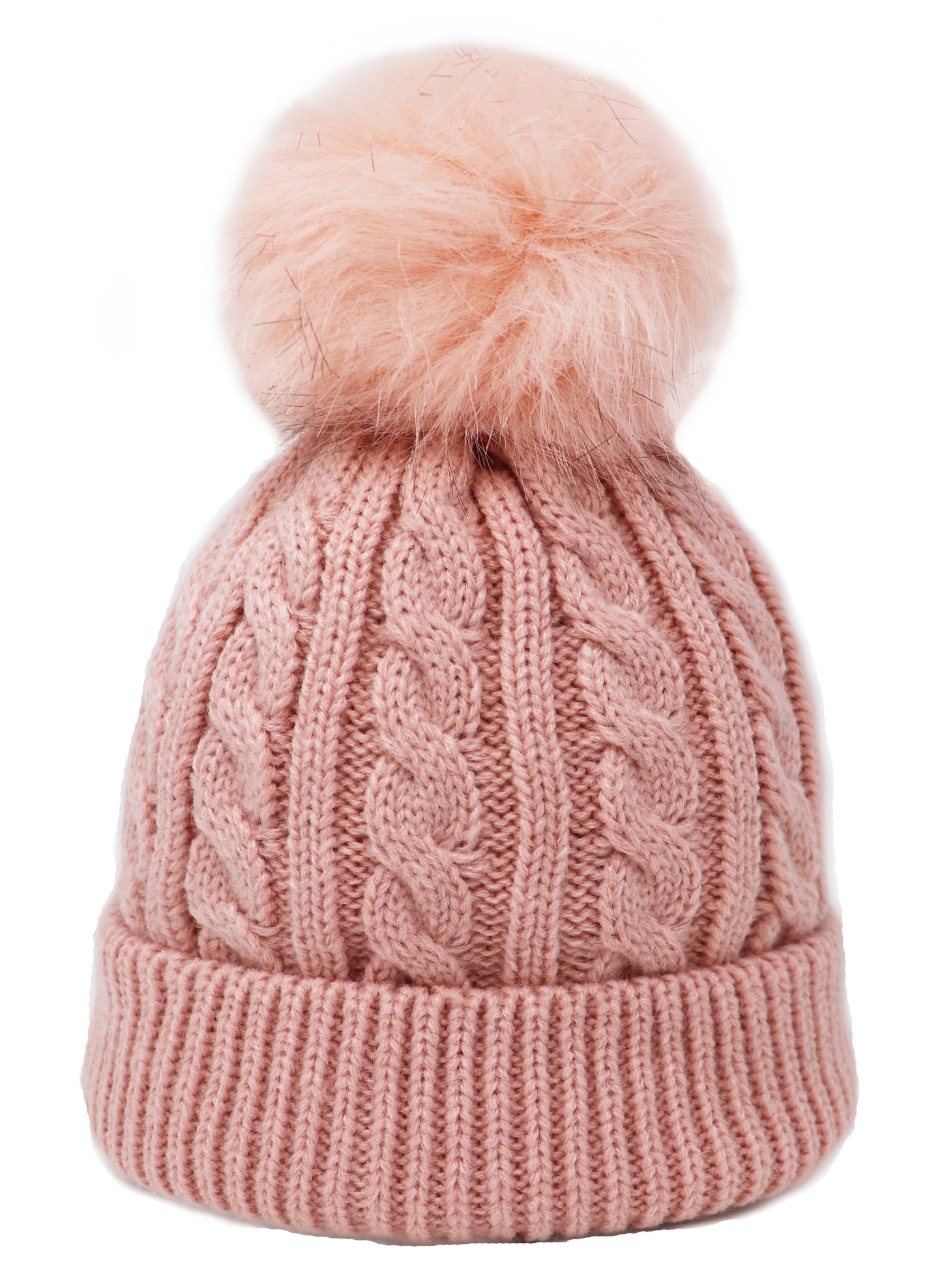 Kids Cable Knitted Pom Pom Hat