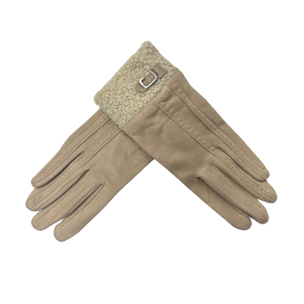 Gants à boucle en fausse fourrure de mouton avec boucle