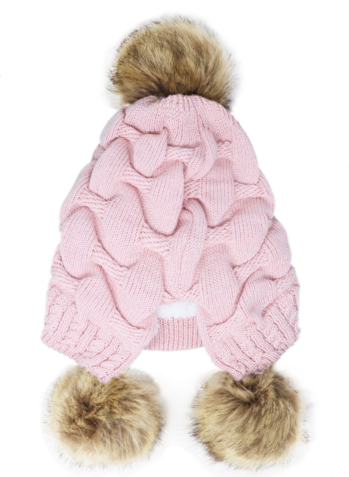 Scrunched Winter Pom Pom Knitted hat, One Size