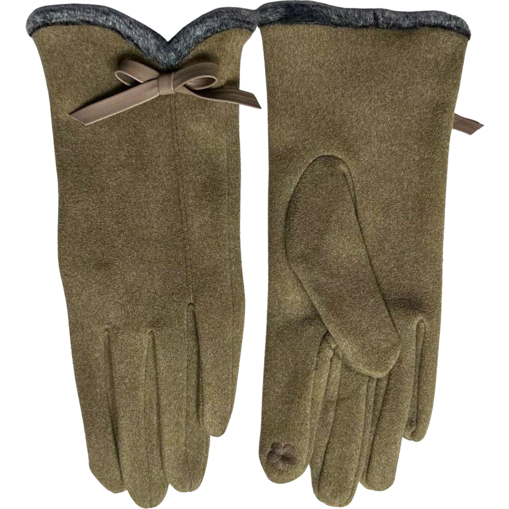 Faux-Fur Small Trim Gloves with Bowtie