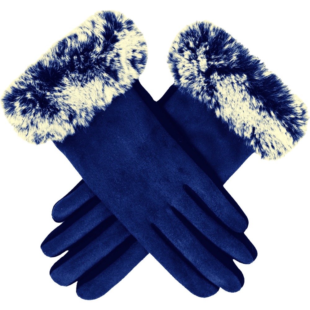 Large Trim Faux-Fur Gloves