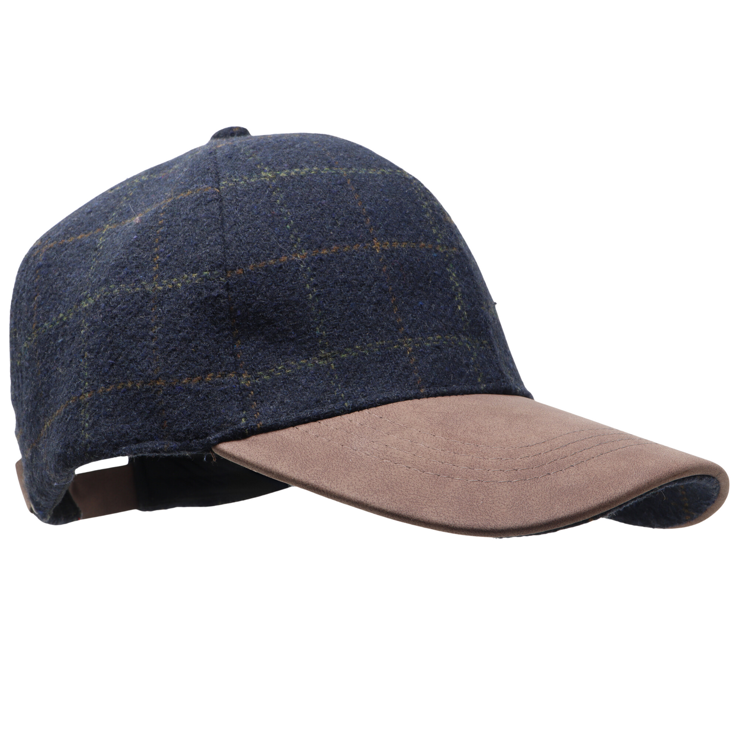 Check Baseball Cap with a Suede Peak